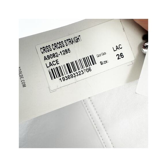 Agolde A9082-1285 Recycled Leather Criss Cross Straight Lace White Size 26 NWT - Picture 8 of 13